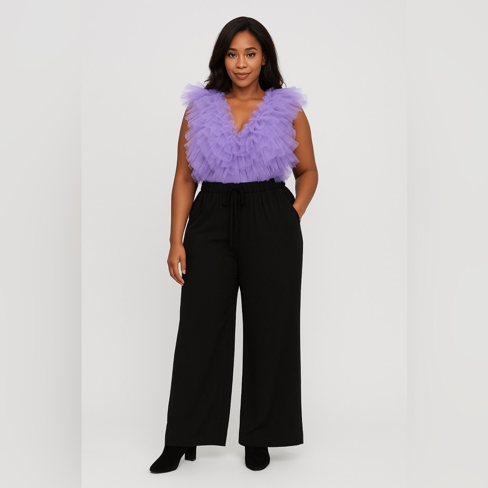 Lavender Ruffle V-Neck Bodysuit - Picture 6 of 10